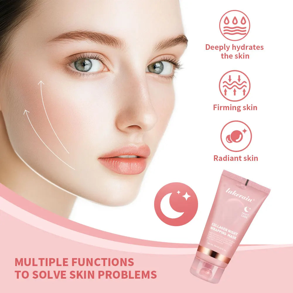 Revitalize Your Skin Overnight with the Korean Collagen Wrapping Facial Mask - Deep Moisturizing, Brightening, and Rejuvenating Treatment for Glowy, Youthful Skin